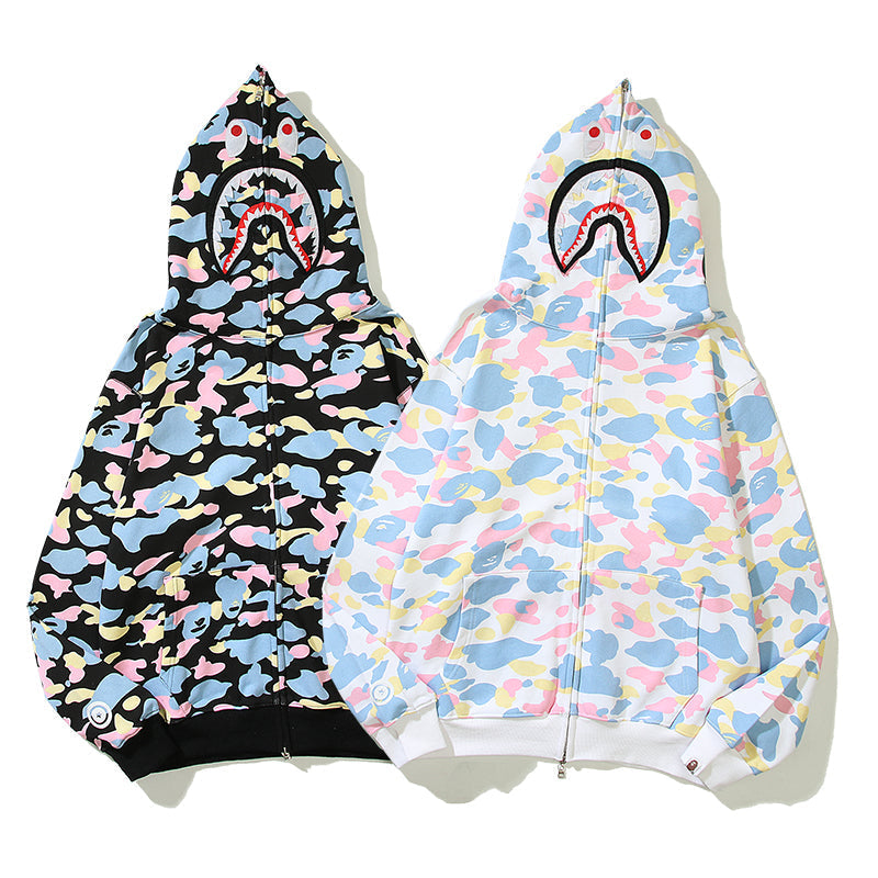 Colorful Designer Shark Full Zip Up Unisex Y2K Style Streetwear Made with High-Quality Material