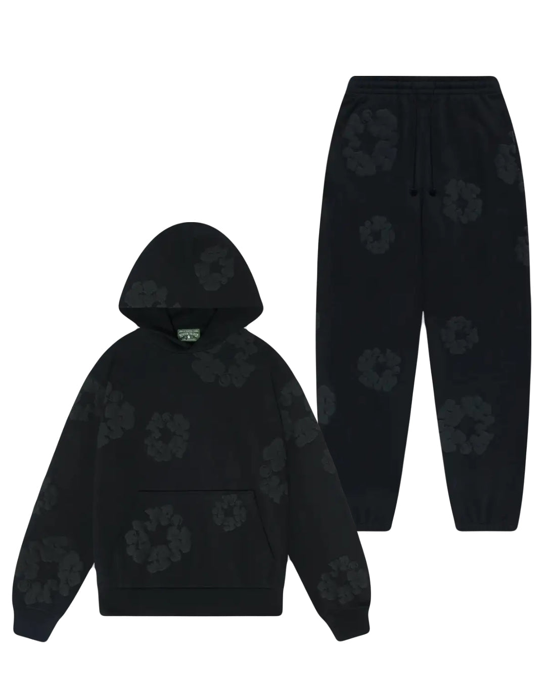 Denim Tears Cotton Wreath Black Monochrome Hoodie/Pants (2-Piece)