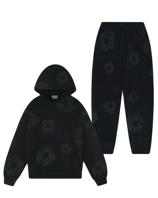 Denim Tears Cotton Wreath Black Monochrome Hoodie/Pants (2-Piece)