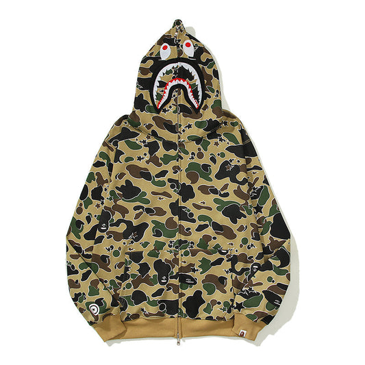 Classic Camo Designer Shark Full Zip Up Unisex Y2K Style Streetwear Made with High-Quality Material