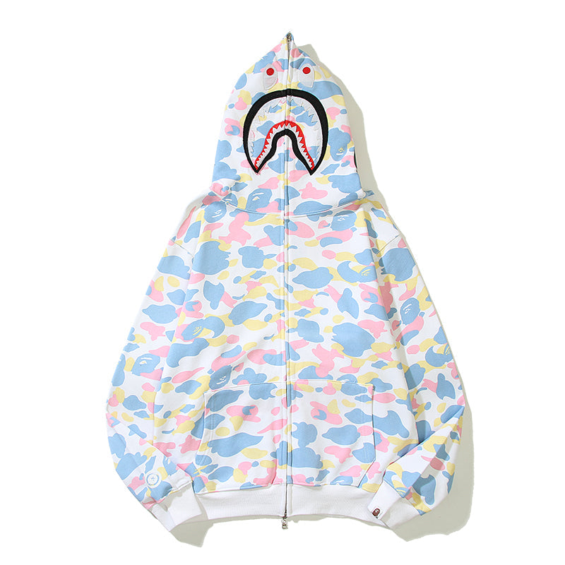 Colorful Designer Shark Full Zip Up Unisex Y2K Style Streetwear Made with High-Quality Material