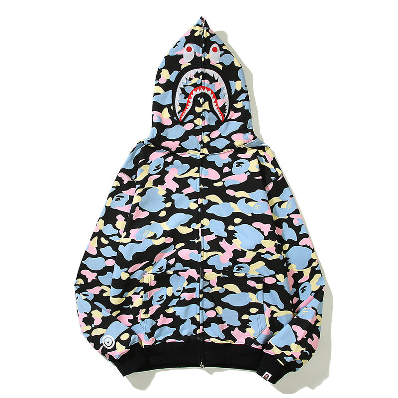 Colorful Designer Shark Full Zip Up Unisex Y2K Style Streetwear Made with High-Quality Material